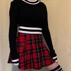 Pleated Plaid Mini Skirt